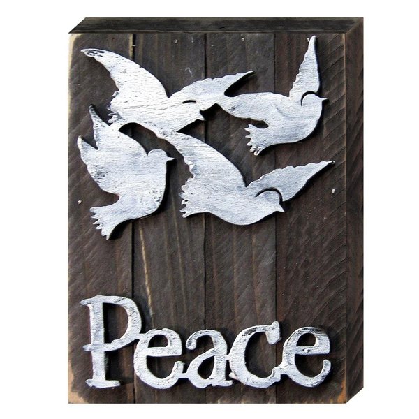 Designocracy White Doves Peace Art on Board Wall Decor 9880512